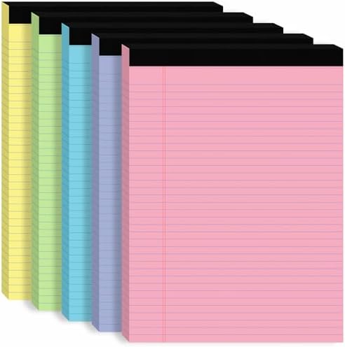 5pcs Legal Pads 8.5 x 11, Perforated Color Notepad 8.5x11, 50Sheets/Pad