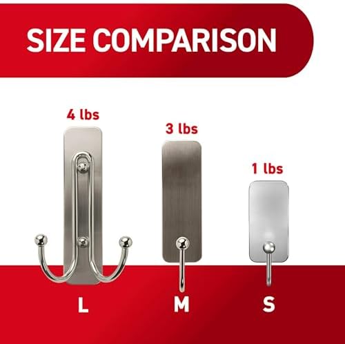 Command Large Matte Black Double Hooks, 2 Hooks and 2 Strips, Damage Free Hanging Wall Hooks with Adhesive Strips, No Tools Coat Hooks for Hanging Home Decor, Holds up to 4 lb (Pack of 3)