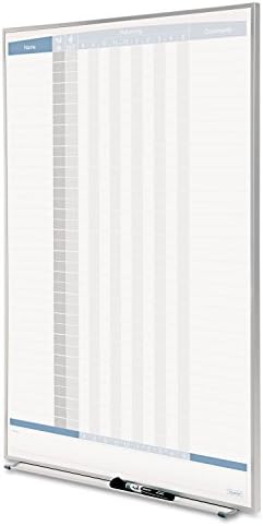 Quartet In and Out Dry Erase Magnetic Board 23"W x 34"H, In & Out Personnel Matrix for 36 Names, Silver Frame (33705)