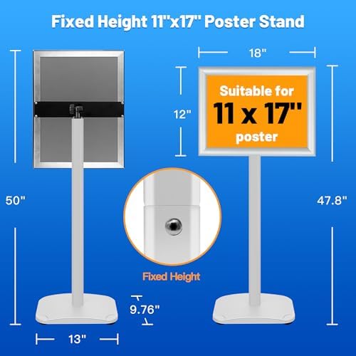 3-Pack Sign Holder Stand with Heavy Duty Base, 11x17 Inch Pedestal Floor Standing Menu&Poster&Signage Holder, Stand for Display Indoor/Outdoor Restaurant, Store, Advertising, Silver