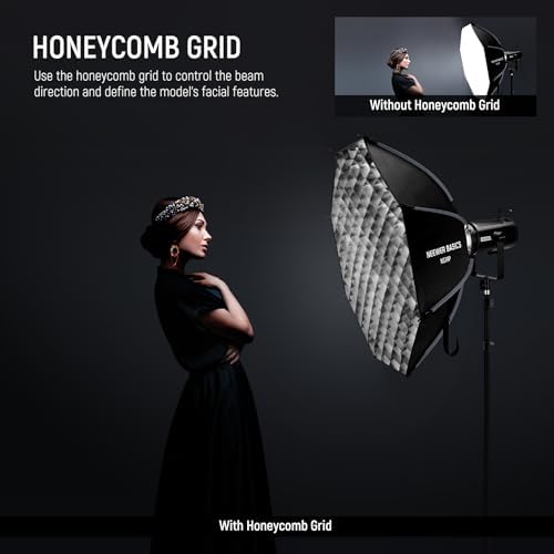 NEEWER Basics Octagonal Softbox Kit for Studio Photography Video Recording Streaming, 35"/90cm Quick Release Bowens Mount Softbox/Grid/Light Diffusers/Bag, for Continuous Lighting Strobe Flash, NS34P