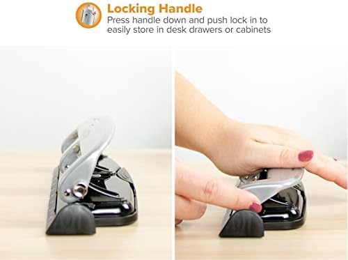 Bostitch Office inPRESS 12 Reduced Effort Three-Hole Punch, Silver/Black (2101) (Pack of 4)