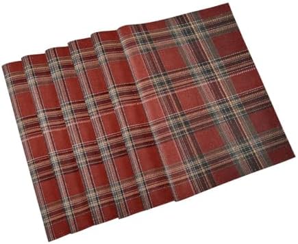 ALAZA Red Plaid Tartan Set of 4 Placemats Rectangle Table Mat for Dining Table Restaurant Kitchen Home Decor, 12" x 18"