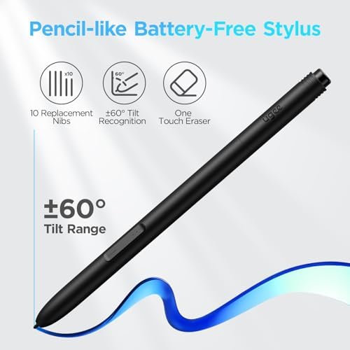 UGEE UE12 11.6 inch Drawing Tablet with Screen, Graphic Tablet with Full-Laminated Screen, 124% sRGB Color Gamut, Battery-Free Stylus & 8 Shortcut Keys, Drawing Pad Compatible with Windows/Mac/Android