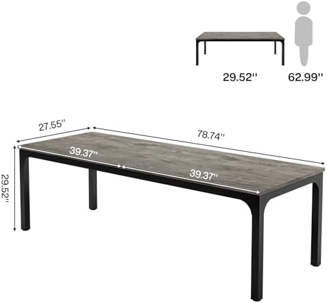 Tribesigns 78.7 Inches Extra Long Computer Desk 2 Person Desk, Double Long Desk, Workstaion for Home Office (Gray+Black)