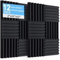 Acoustic Foam Panels, 12 Pack High Density 2 Inch Wedge Sound Absorbing Panels, 12 x 12 x 2 Inch for Studio and Gaming