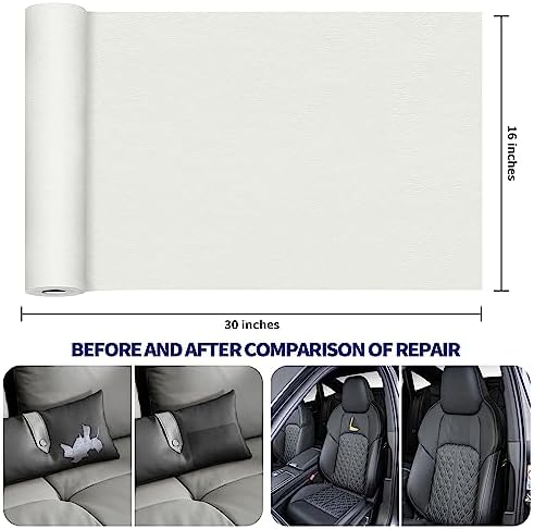 Leather Repair Patch Tape Kit, Self Adhesive Leather Repair for Furniture, Couch, Sofa, Car Seats,Office Chair,Vinyl Repair Kit.30inx16in