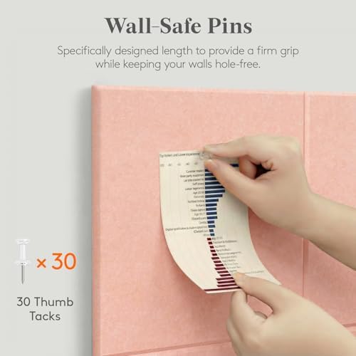 Lifewit 36"x 24" Felt Bulletin Board with Self-Adhesive, 6 Pack Cork Board Alternative for Walls, Large Pin Board Vision Board Message Board with 30 Pushpins for Office Decor, Room Decor, Pink