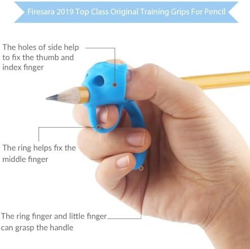 Firesara Training Grips for Kids Handwriting Top Class and Two Sizes Aid Grip Trainer Posture Correction Finger Grip for Kids, Adults, Arthritis Designed for Righties or Lefties(4Standard+2Large)