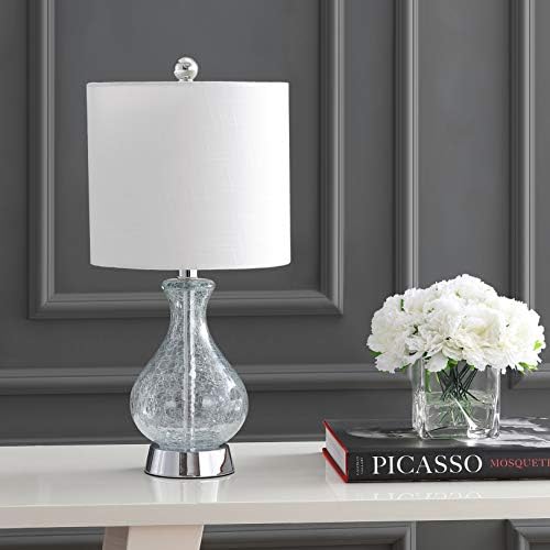 JONATHAN Y Playa Table Lamp 21" Crackled Glass and Metal, Chrome