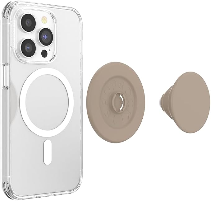 PopSockets Phone Grip for MagSafe, Magnetic Holder- Soft Touch Latte | Removable, For Kindle / Android / iPhone, With Magnet, Brown, Plain, Cream, Beige, Summer Spring