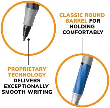BIC Round Stic Grip Xtra Comfort Ballpoint Pens, Assorted Colors