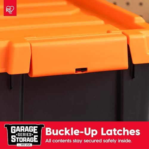 IRIS USA 5-Pack 3 Gal Heavy Duty Lockable Storage Totes with lids, Orange