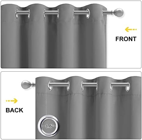 NICETOWN Noise Reduction Blackout Curtains, Thermal Insulated Full Blackout 3-Layer Lined Drapes, Energy Efficiency Window Draperies for Bedroom (Silver Grey, 2 Panels, 42-inch W by 63-inch L)