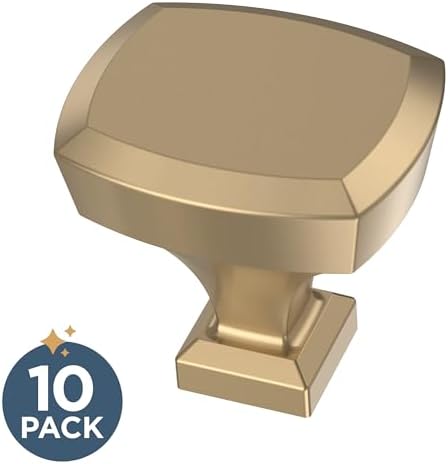 Franklin Brass 10 Pack Champagne Bronze Gold Cabinet Knobs 1-1/4 inch (32mm) Kitchen Cabinet Handles and Drawer Knobs for Cupboards, Dressers, Furniture, Bathroom Vanity |Beveled