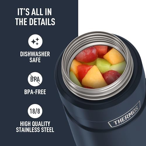 THERMOS Stainless King Food Jar with Bowl, 24oz, Matte Midnight Blue