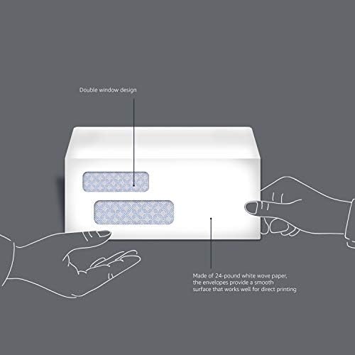 Amazon Basics #9 Security Tinted Double Window Envelopes for Invoices and Documents, Self-Seal, 3-7/8" x 8-7/8", White, 500-Pack