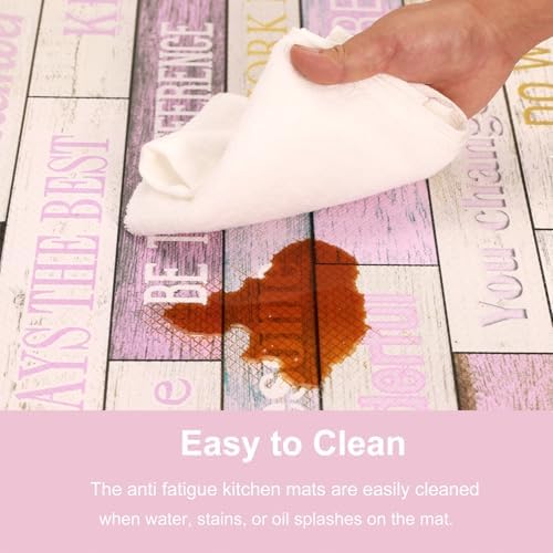 Inspirational Positive Quotes Kitchen Mats for Floor Pink Anti Fatigue Mats for Kitchen Floor Cushioned Waterproof Pink Kitchen Decor Set