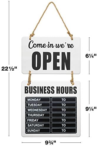 Excello Global Products Business Hours Hanging Chalkboard White Welcome Chalk Boards for Restaurant Door Sign (Double Sided Open/Closed) Hangable & Decorative (White)