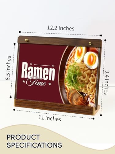 Acrylic Sign Holder 8.5 x 11, Tabletop Horizontal with Wood-Color Base