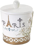 Avanti Linens - Covered Jar, Hand Painted Resin, Countertop Accessories, Chic Bathroom Decor (Paris Botanique Collection)