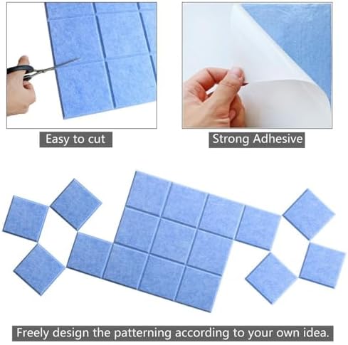 Large Cork Board Felt Board Tiles for Walls with 30 Push Pins, 11.8"x11.8" Pack of 6 Pin Board Notice Boards for Home Office Kitchen, Bulletin Board Wall Tiles for Photos Memos