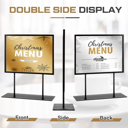 Zhengmy 2 Pack Tabletop Sign Holder, 11" w × 8.5" h, Landscape, Black