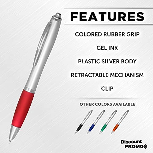 DISCOUNT PROMOS Colored Grip Gel Pens Set of 10, Bulk Pack - Great for Office, School, Business, Tradeshows, Events - RedBI