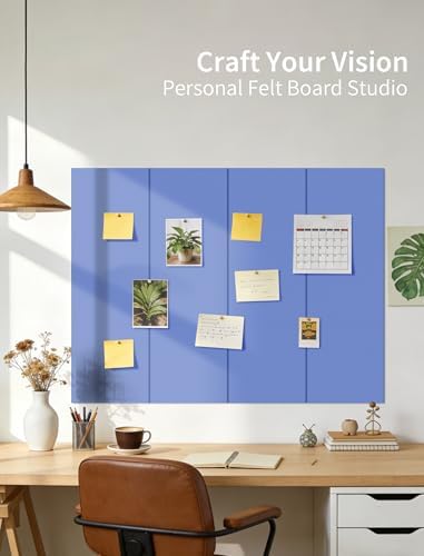 48" x 24" Cork Board Alternative, 8 Pack Felt Bulletin Board Tiles with 30 Adhesive Tabs Wall Push Pin Board for Office Classroom Bedroom Decor