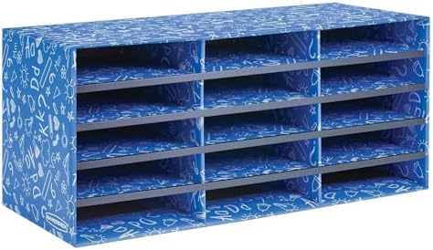 Bankers Box 15-Compartment Literature Sorter, 28.5" x 12.375", Blue