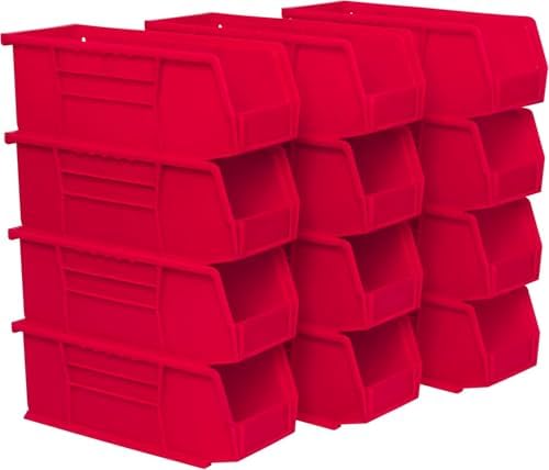 Akro-Mils 30224 AkroBins Plastic Storage Bins, 11"x 4"x 4", Red, 12-Pack