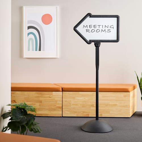 Safco Write Way Dry Erase Board Directional Arrow Sign, Dual-Sided and Magnetic for Indoor and Outdoor Use, 65"in Height, Black