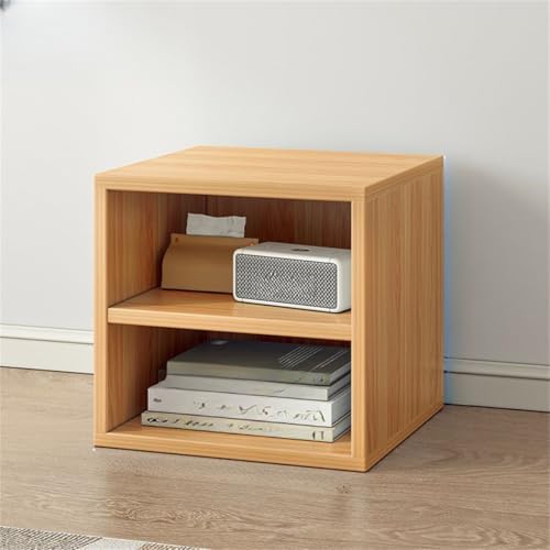 Timber Vertical or Horizontal Organizing Shelf with 1 Cabinet Closed Back Modular Cube Storage Unit, Book Storage Bookshelf, Glass Small Bookcase, Square Grid Cabinet Wood with Shelves No Door