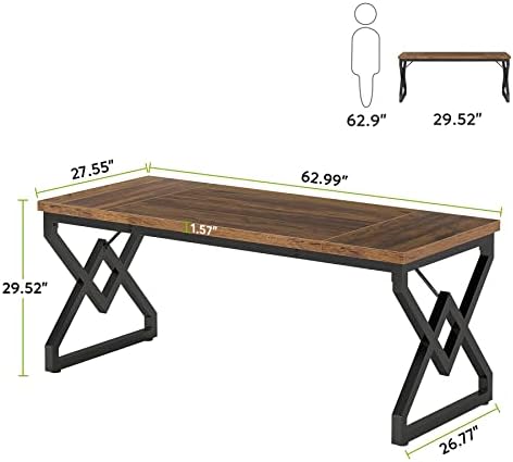Tribesigns 63 inch Executive Desk, Industrial Computer Desk for Home Office
