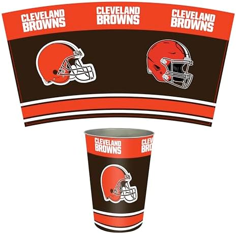 FANMATS 34640 NFL - Cleveland Browns Wastebasket | Brown | 15"x10.5"x10.5" | Primary Logo, Helmet, & Wordmark