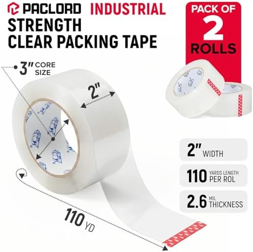 2" x 110 Yards Clear Packing Tape, Pack of 2