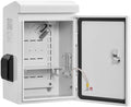 VEVOR Outdoor Electrical Box, Cold-Rolled Steel, Electrical Junction Box with Thermostat and Fan, Rain Hood, Ventilated Design, IP65 Waterproof Hinged Enclosure, Wall/Pole Mounted, 16 x 12 x 8 in