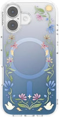 PopSockets iPhone 17 Phone Case with MagSafe, Wireless Charging Compatible, Disney - Boho Wildflowers Blue