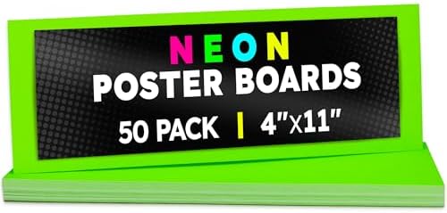 Hygloss Poster Board 4 x 11, 50 Pack Neon Green, Colored Posterboard