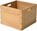 KIRIGEN Stackable Wood Storage Cube with Handles, Open Crate Bin, Natrual