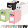 Oterri Portable Collapsible Cardboard File Box with Handle for Letter-Size | 4-Pack. Stainless Steel Handle. Label Stickers Included. Fits Letter Folders (Not Included). Home, Office, School, Dorm, Tax.