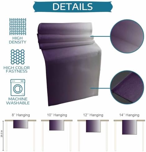 Purple Gray Gradient Table Runner Dresser Scarf 13 x 60 Inch Modern Ombre Minimalist Table Runners Non-Slip Heat Resistant Kitchen Dining Table Decor for Home Holidays Indoor Outdoor