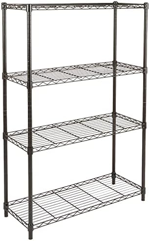 Amazon Basics 4-Shelf Adjustable Heavy Duty Steel Wire Rack Storage Shelving, Sturdy Garage Shelving, 350 lbs Capacity Per Shelf, Easy No-Tool Assembly, 36" x 14" x 54", Black