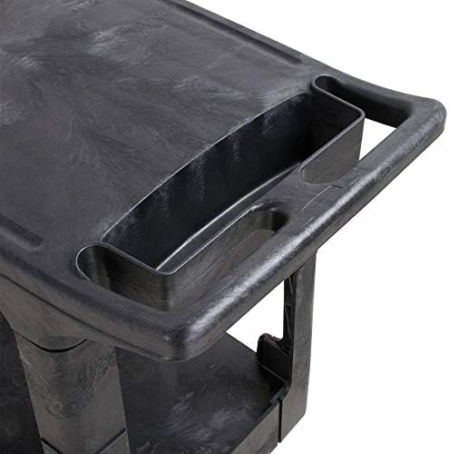 Rubbermaid Commercial Products 2-Shelf Utility/Service Cart, Small, Flat Shelves, Storage Handle, 500 lbs. Capacity, for Warehouse/Garage/Cleaning/Manufacturing