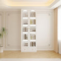 5-Layer Wood Barrister Bookcase with Multiple Drawers & Shelves Bookcase Bookshelf Integrated Home Living Room Study Cabinet Modern Display Cabinet Shelf White 31" L x 13" W x 91" H