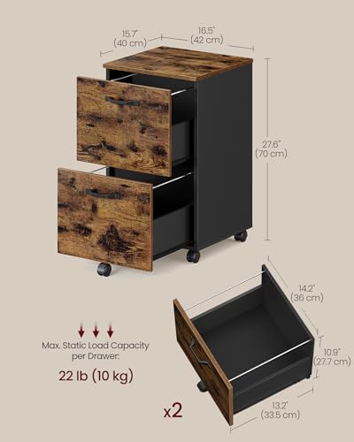 VASAGLE 2-Drawer File Cabinet, Small Rolling Filing Cabinet