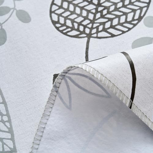 LIBERECOO Monochrome Leaf Whisper Vinyl Tablecloth with Flannel Backing – Elegant Black & White Leaf Design – Waterproof, Durable, Lightweight