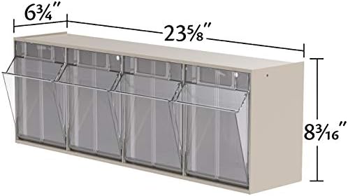 Akro-Mils TiltView Plastic Storage Cabinet with 4 Tilt Out Bins, Horizontal Plastic Parts Organizer, Teacher Toolbox, and Office Supply Organizer, 23-5/8" W x 8-3/16" H x 6-3/4" D, Mocha Raspberry
