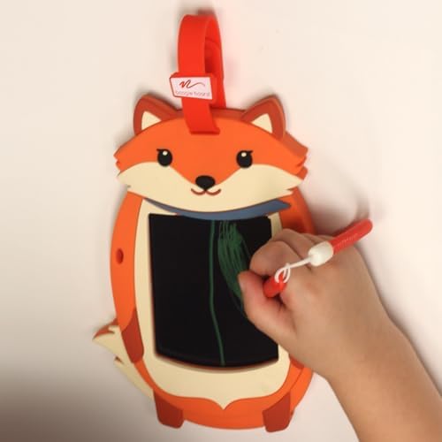 Boogie Board Sketch Pals Fox 4” LCD Writing Tablet for Kids – Reusable Mess-Free Drawing Pad with Tethered Stylus – Clip-On Travel Doodle Board Toy – Ages 3+