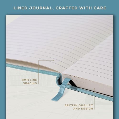 BEECHMORE BOOKS A5 5x8 Lined Leather Journal For Men, 120 GSM with Gift Box